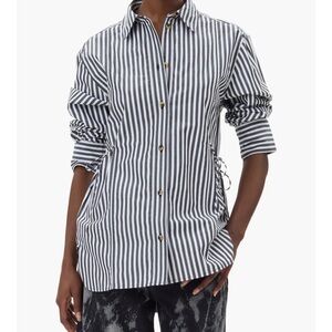 GANNI Oversized Striped Shirt (Tie Waist)